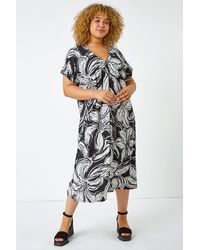 Roman Curve - Floral Midi Shift Dress - Lyst