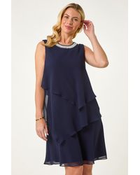 Roman Petite - Trim Layer Shift Dress - Lyst