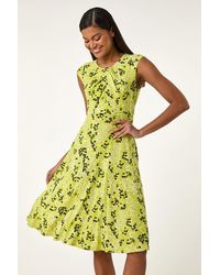 Roman - Ditsy Floral Keyhole Twist Dress - Lyst