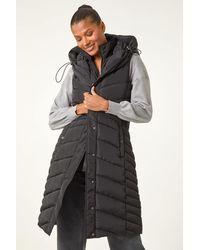Roman - Chevron Quilted Hooded Gilet - Lyst