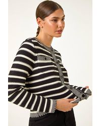 Roman - Textured Stripe Print Pocket Cardigan - Lyst