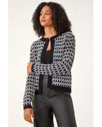 Roman - Textured Pattern Fluffy Knit Cardigan - Lyst