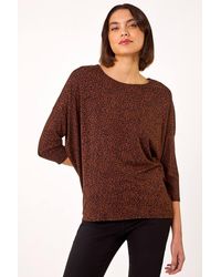 Roman - Animal Print Drop Shoulder Top - Lyst