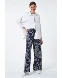 Roman - Paisley Print Textured Jersey Trousers - Lyst