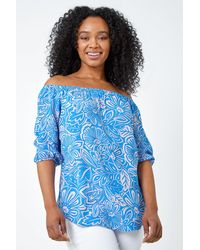 Roman Petite - Floral Print Bardot Top - Lyst
