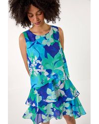 Roman - Floral Print Tiered Layer Dress - Lyst