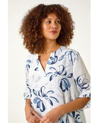 Roman - Floral Print Wrapped Hem Top - Lyst