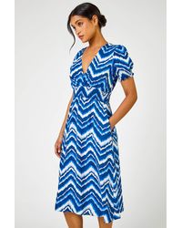 Roman - Abstract Zig Zag Pocket Tea Dress - Lyst