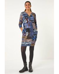 Roman - Pebble Spot Zip Detail Midi Dress - Lyst