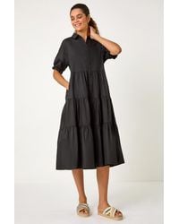 Roman - Cotton Button Frill Shirt Dress - Lyst