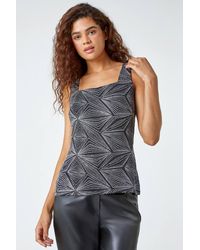 Roman - Geometric Sparkle Embellished Vest Top - Lyst