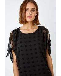 Roman - Textured Spot Split Sleeve Chiffon Top - Lyst
