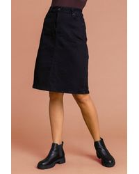 Roman - Cotton Denim Stretch A Line Skirt - Lyst