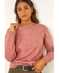 Roman - Star Detail Hotfix Crew Neck Jumper - Lyst
