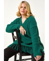 Roman Curve - V-Neck Tassel Hem Knit Jumper - Lyst