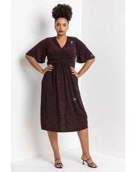 Roman Curve - Shimmer Wrap Midi Dress - Lyst