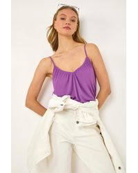 Roman - Gathered V-Neck Stretch Vest Top - Lyst