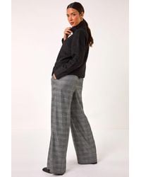 Roman - Check Print Tie Front Wide Leg Trouser - Lyst
