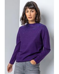 Roman - Diamante Long Sleeve Jumper - Lyst