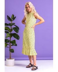 Roman - Dusk Fashion Spot Print Frill Hem Midi Dress - Lyst
