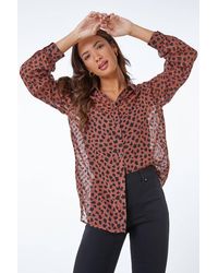 Roman - Animal Print Longline Blouse - Lyst