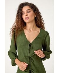 Roman - Tie Front Woven Top - Lyst