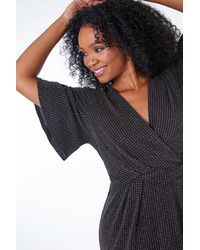Roman Petite - Sparkle Stretch Wrap Mini Dress - Lyst