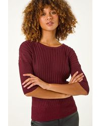 Roman - Shimmer Ribbed Batwing Knit Jumper - Lyst