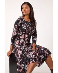 Roman - Abstract Spot Print Stretch Midi Dress - Lyst