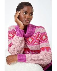 Roman - Roll Neck Fairisle Knit Jumper - Lyst