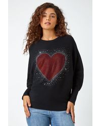 Roman - Diamante Embellished Heart Print Jumper - Lyst