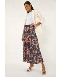 Roman - Ditsy Floral Print Pleated Stretch Skirt - Lyst