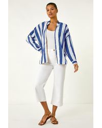 Roman - Stripe Print Relaxed Button Shirt - Lyst