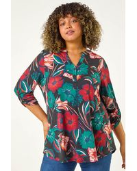 Roman Curve - Stretch Jersey Floral Top - Lyst