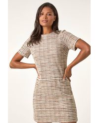 Roman - Textured Pocket Stretch Shift Dress - Lyst