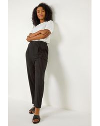 Roman Petite - Stripe Tapered Linen Mix Trouser - Lyst
