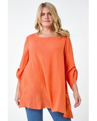 Roman Curve - Button Detail Woven Top - Lyst