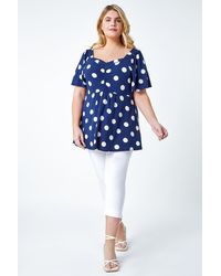 Roman Curve - Polka Dot Peplum Stretch Top - Lyst
