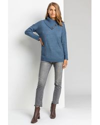 Roman - Textured Cowl Neck Button Jumper - Lyst