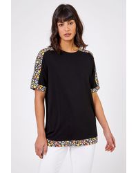 Roman - Floral Print Contrast Jeresey Top - Lyst
