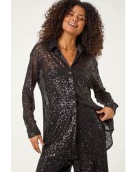 D.u.s.k - Sequin Button Through Stretch Blouse - Lyst