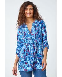 Roman - Abstract Spot V-Neck Pintuck Stretch Top - Lyst