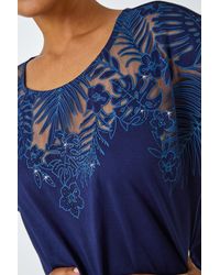 Roman - Sparkle Palm Print Burnout T-Shirt - Lyst