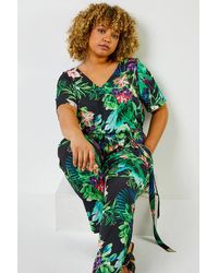 Roman Curve - Tropical Print Jumpsuit - Lyst
