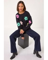 Roman - Floral Print Jacquard Knit Jumper - Lyst