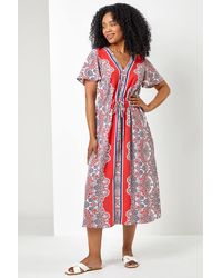 Roman Petite - Paisley Border Print Midi Dress - Lyst