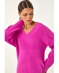 Roman - V-Neck Fluffy Knit Jumper - Lyst