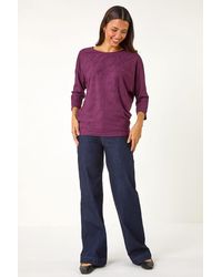 Roman - Textured Batwing Sleeve Top - Lyst
