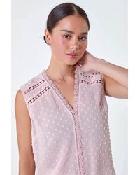 Roman - Petite Spot Print Lace Tunic Top - Lyst