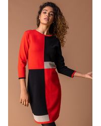 Roman - Colour Block Knitted Dress - Lyst